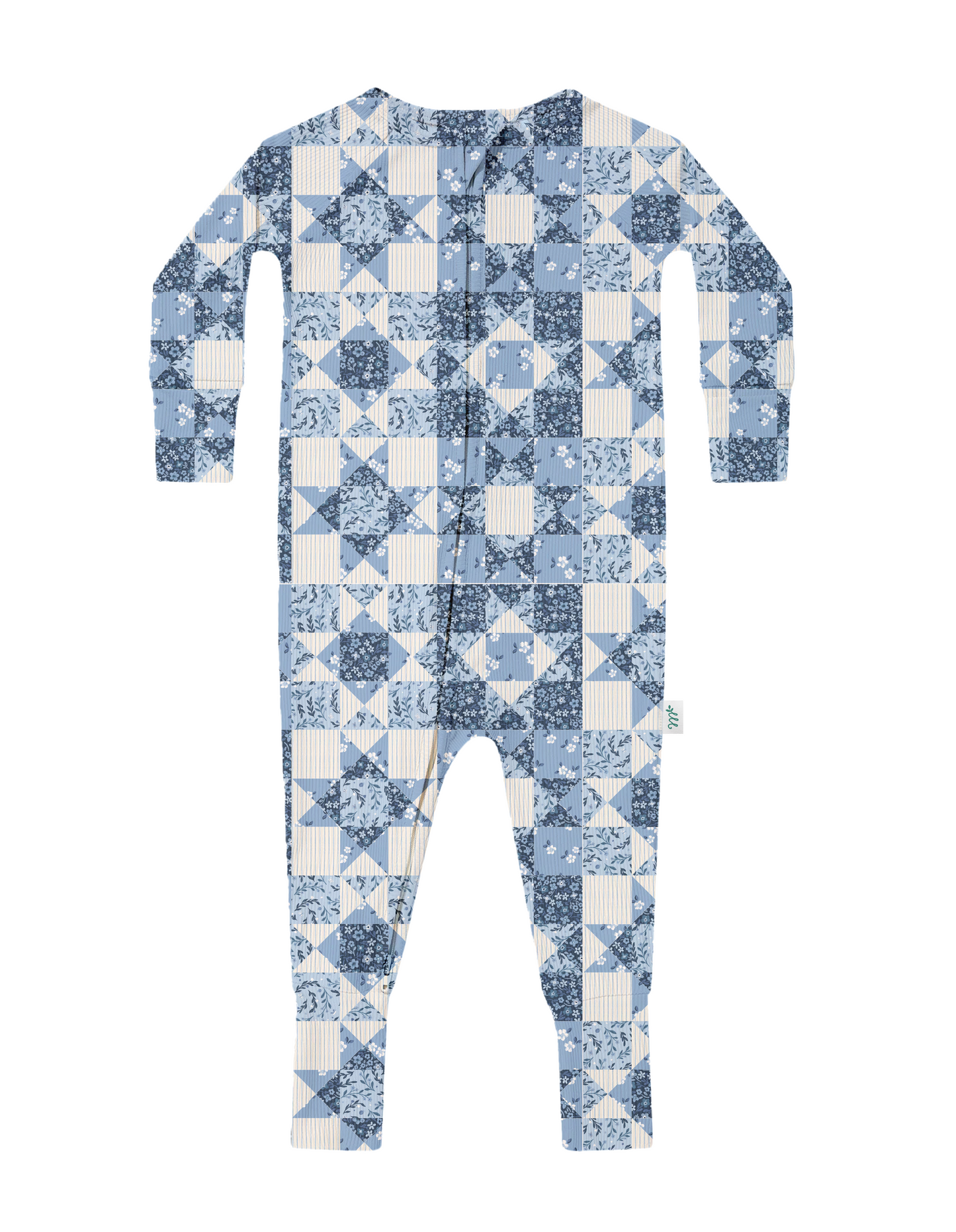 Bluebell Patchwork Ribbed Zip Pajamas