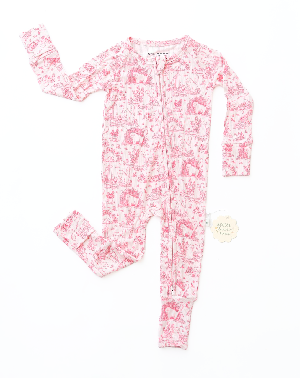 Cat Garden Ribbed Zip Pajamas
