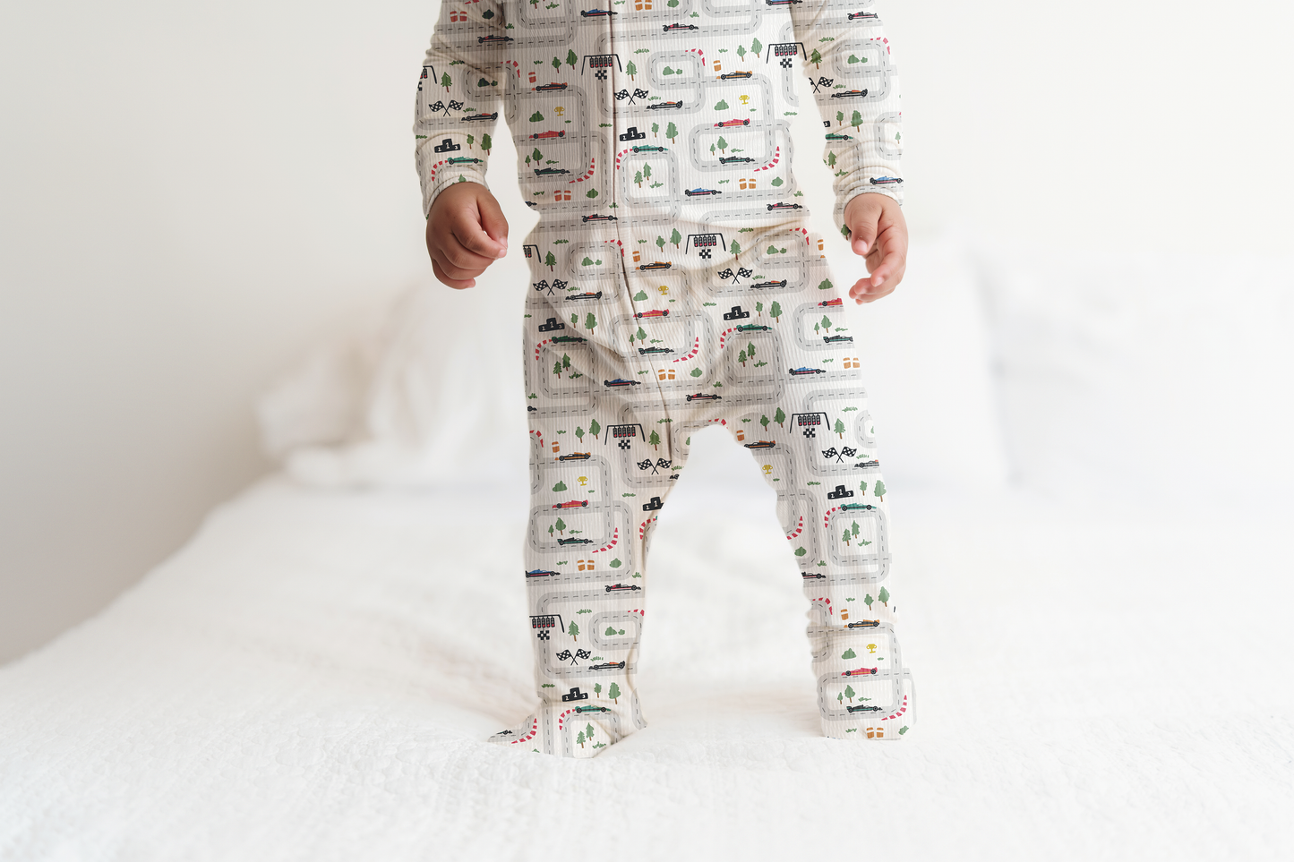 Mini Grand Prix Ribbed Zip Pajamas