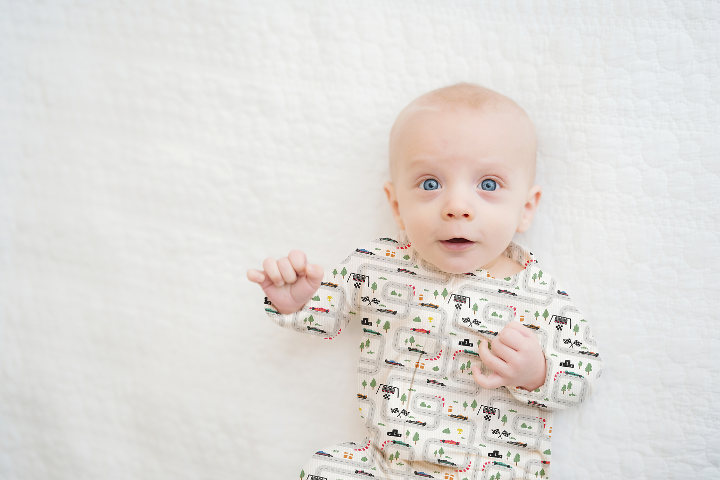 Mini Grand Prix Ribbed Zip Pajamas