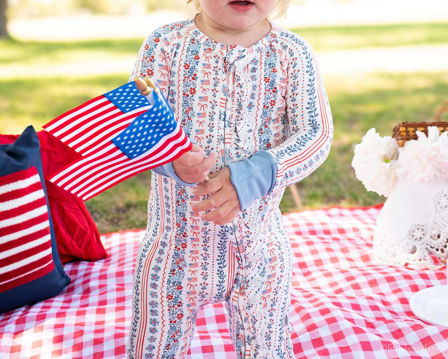 Patriotic Posies Baby Zip Pajama