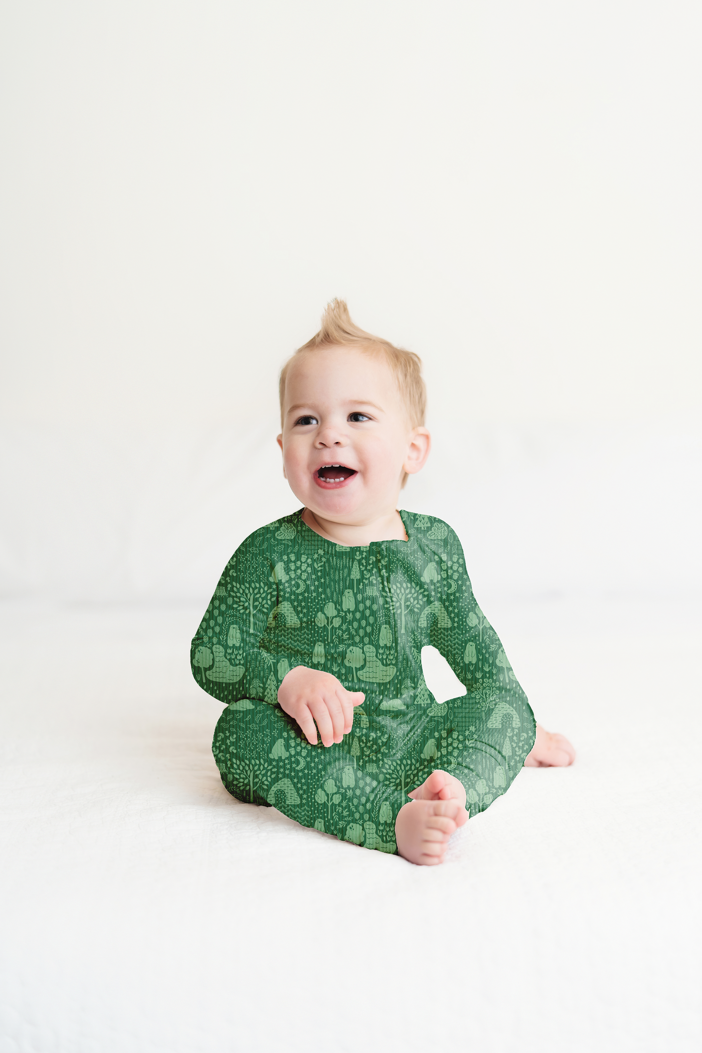 Little Bear Forest Ribbed Zip Pajamas