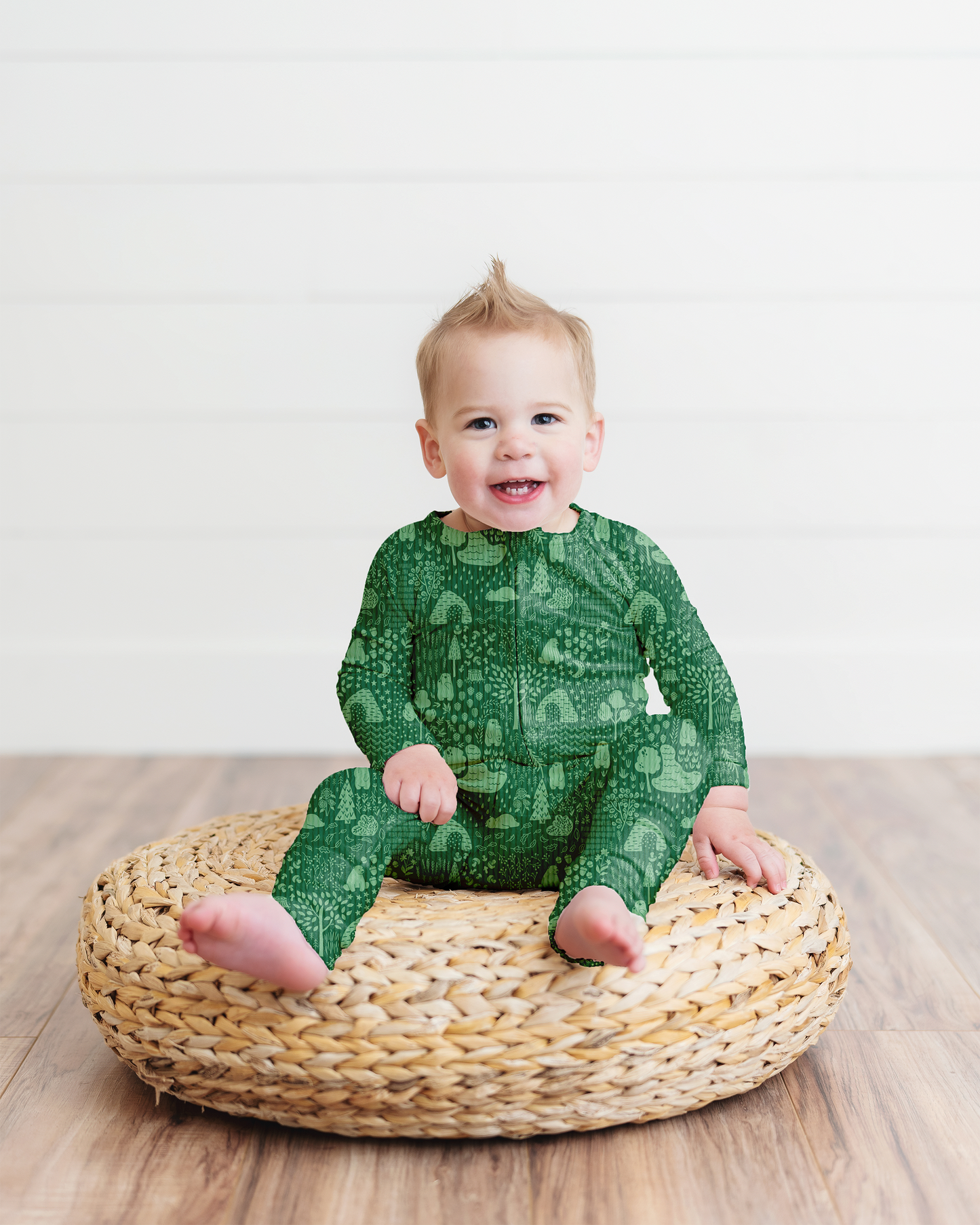 Little Bear Forest Ribbed Zip Pajamas
