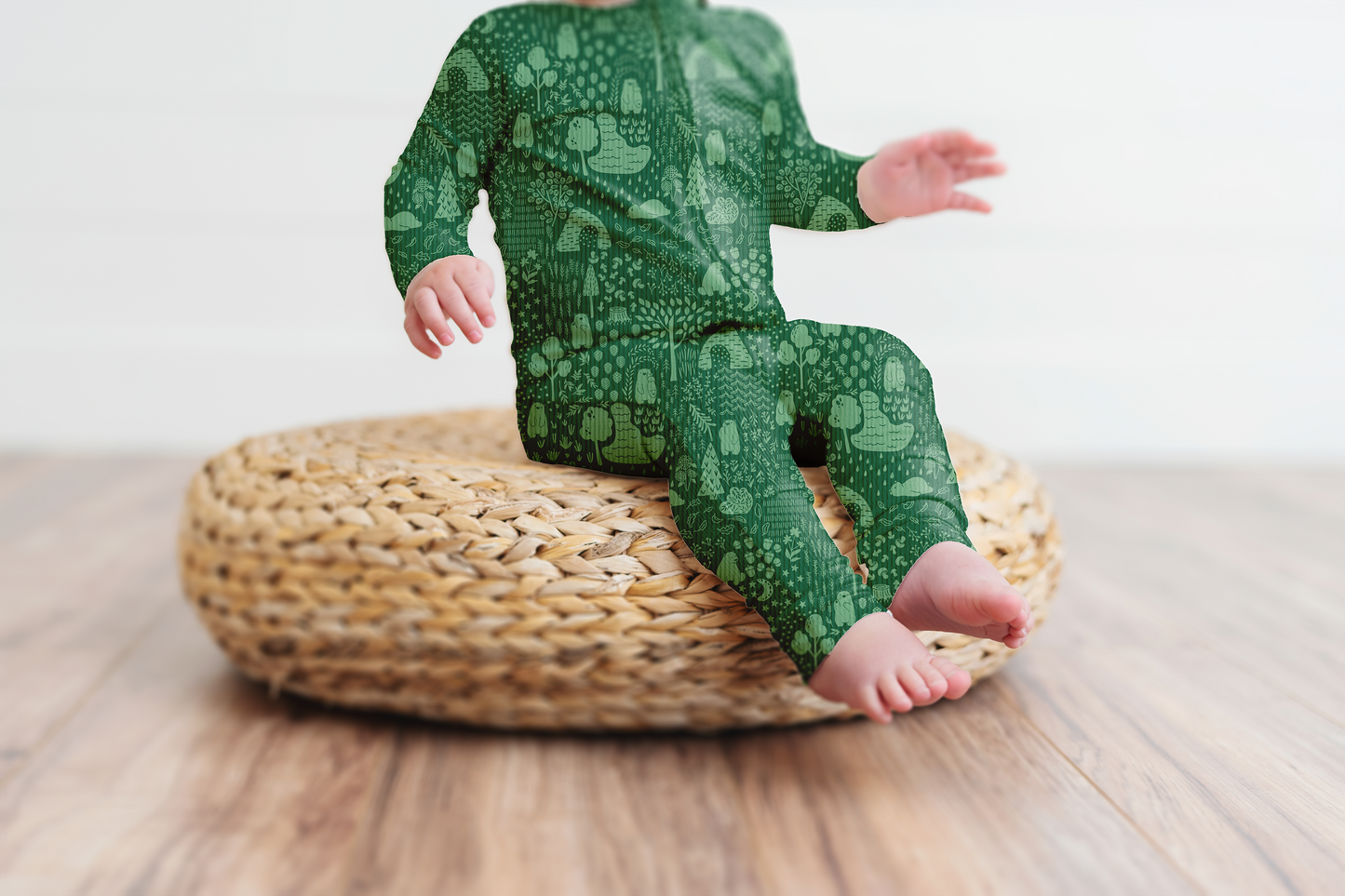 Little Bear Forest Ribbed Zip Pajamas