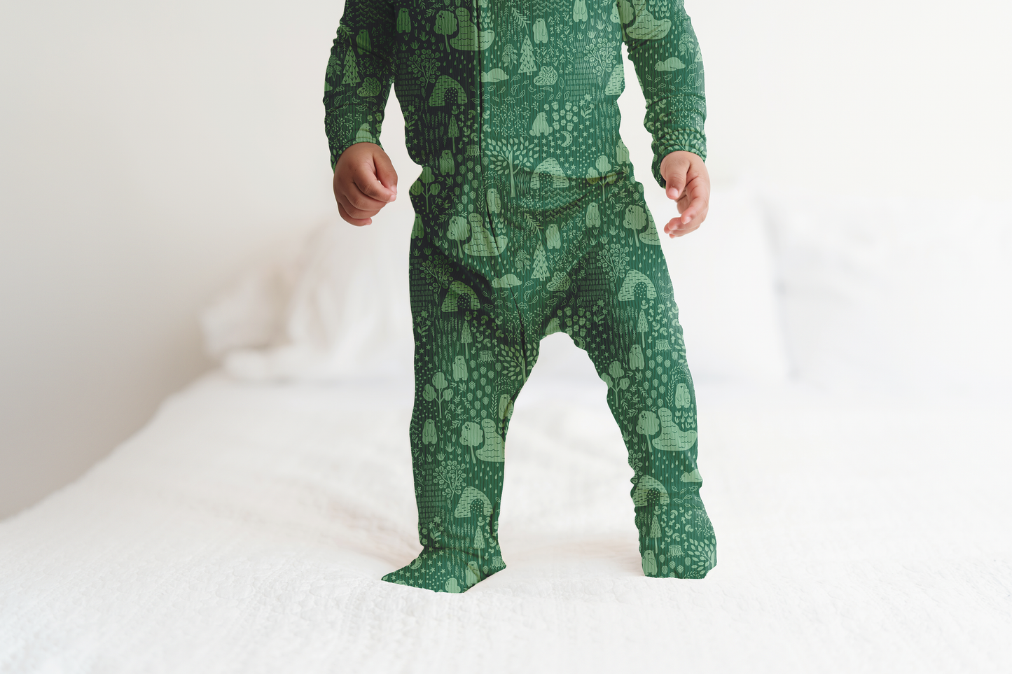 Little Bear Forest Ribbed Zip Pajamas