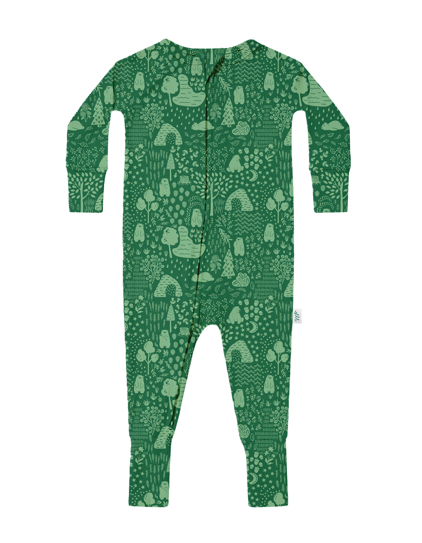 Little Bear Forest Ribbed Zip Pajamas