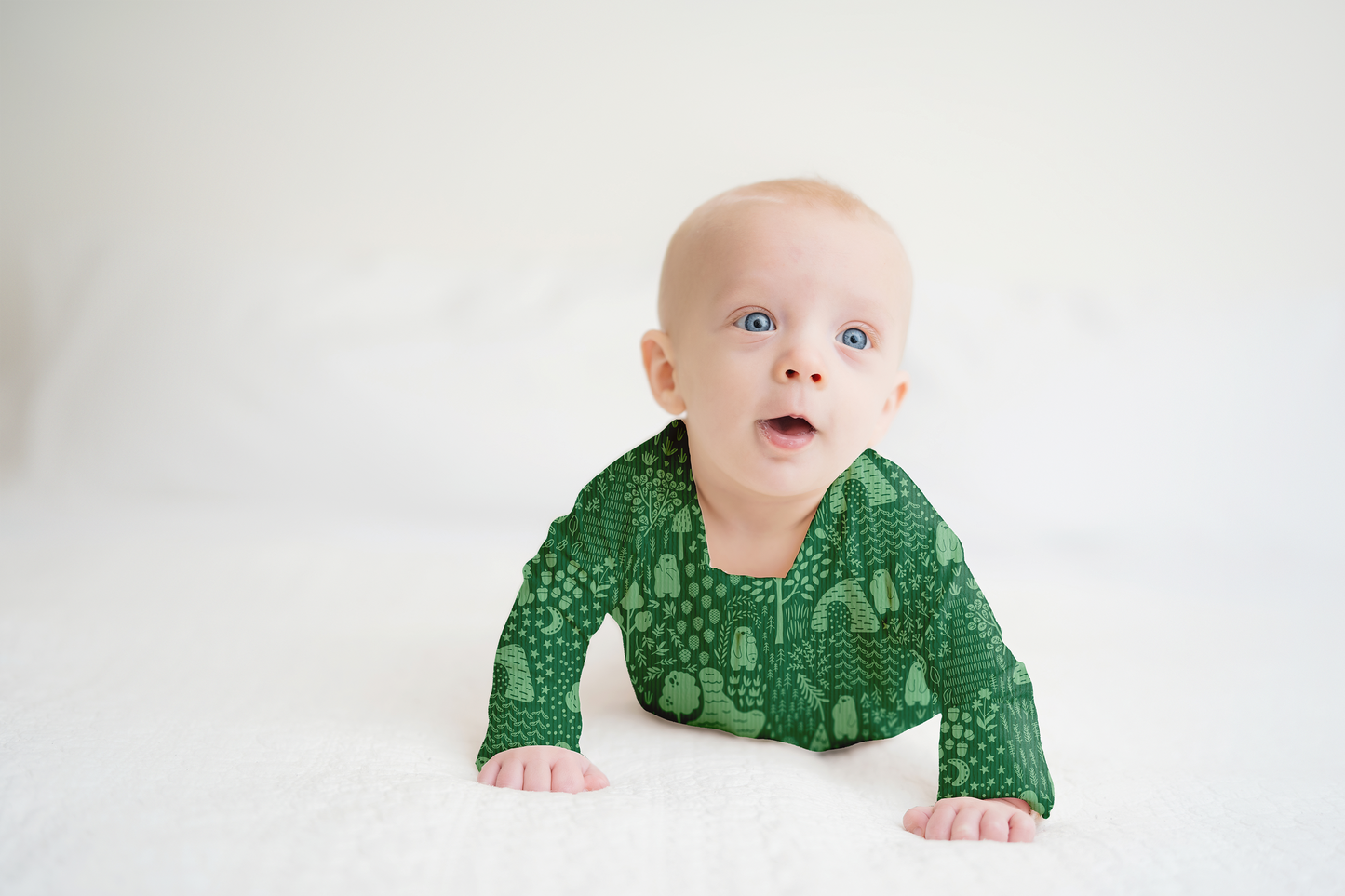 Little Bear Forest Ribbed Zip Pajamas