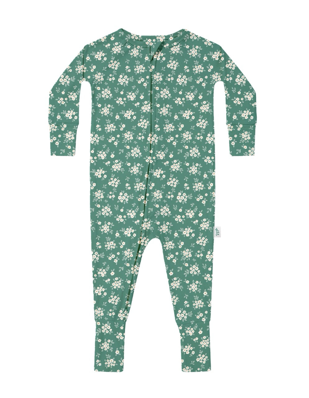 Green Daisy Ribbed Zip Pajamas