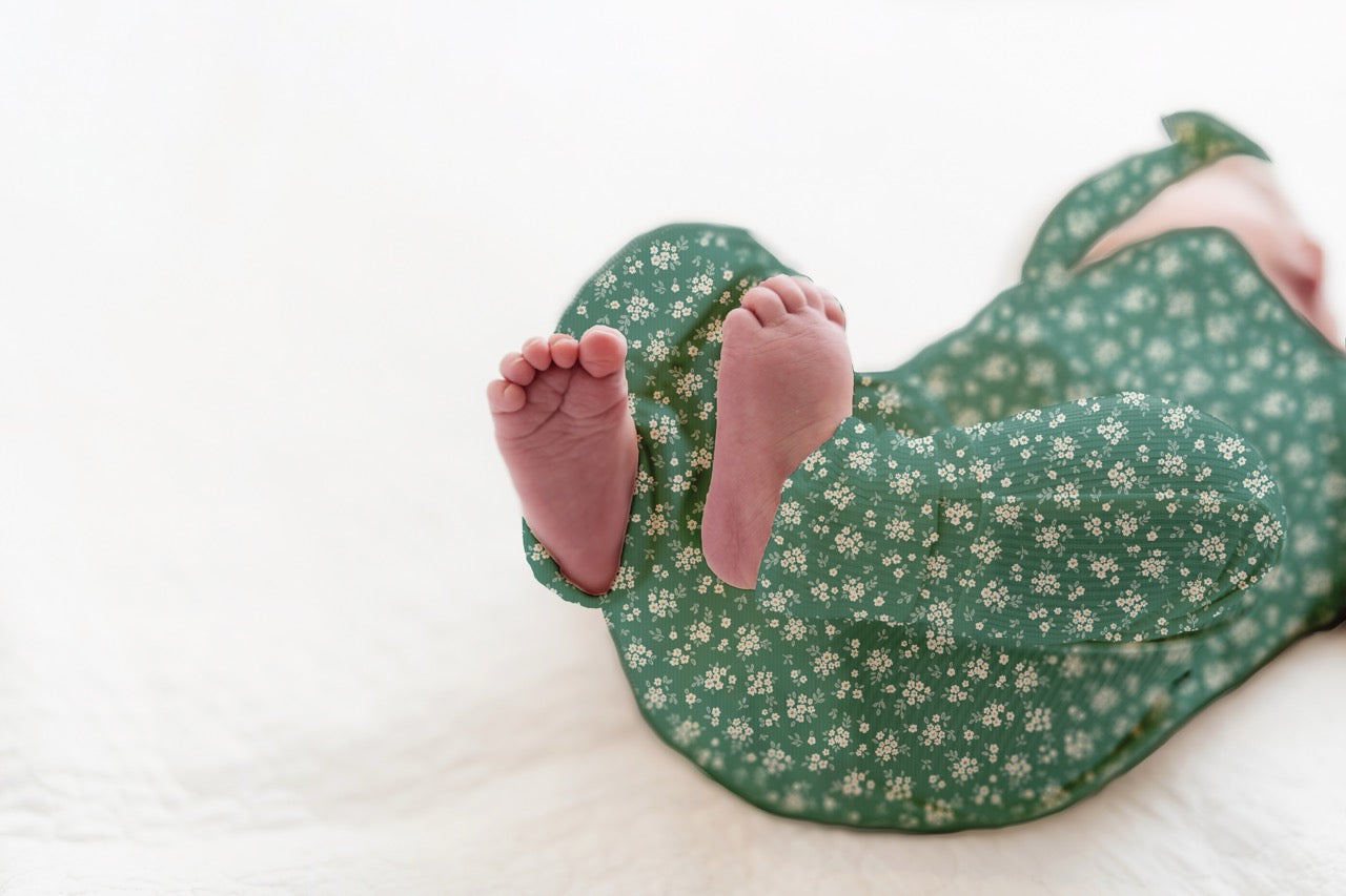 Green Daisy Ribbed Zip Pajamas