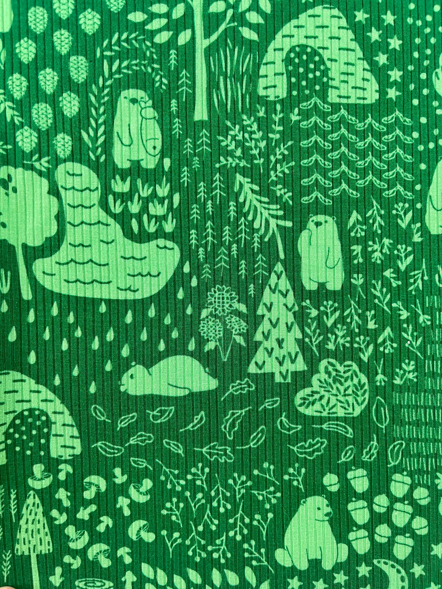 Little Bear Forest Ribbed Zip Pajamas
