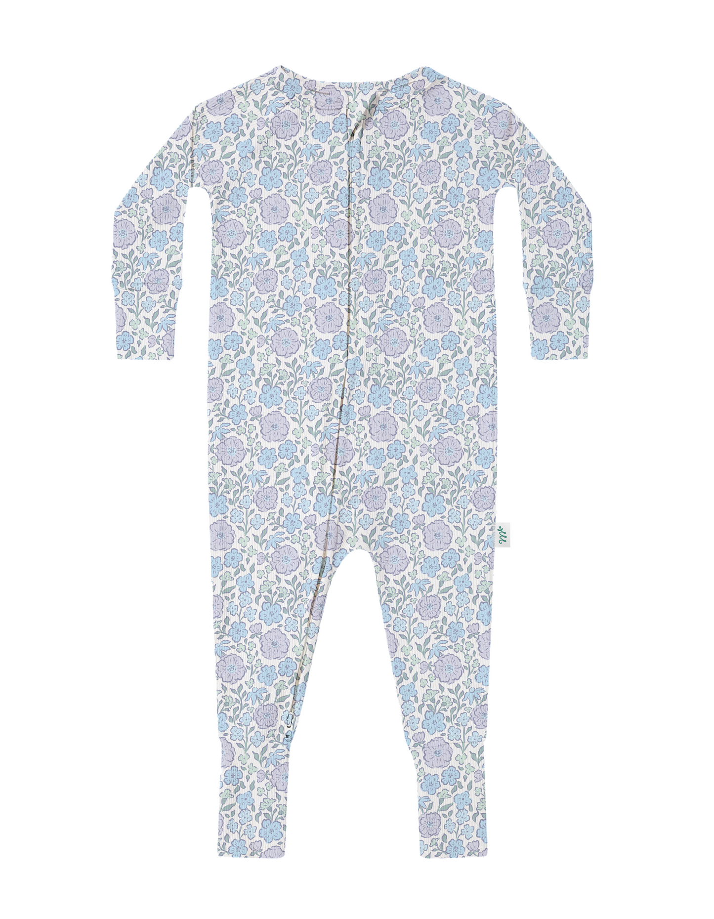 Bleu Fleur Ribbed Zip Pajamas