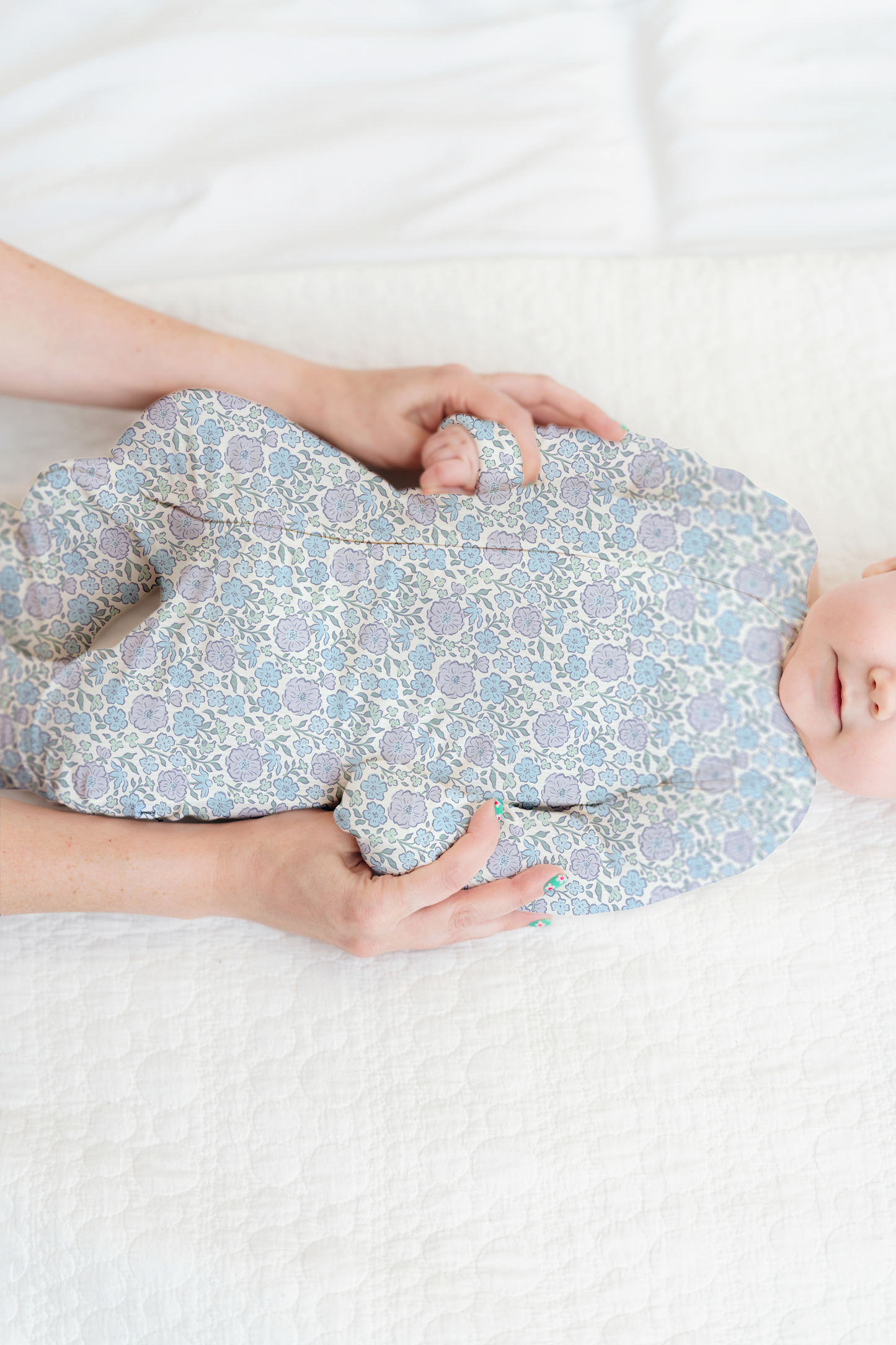 Bleu Fleur Ribbed Zip Pajamas