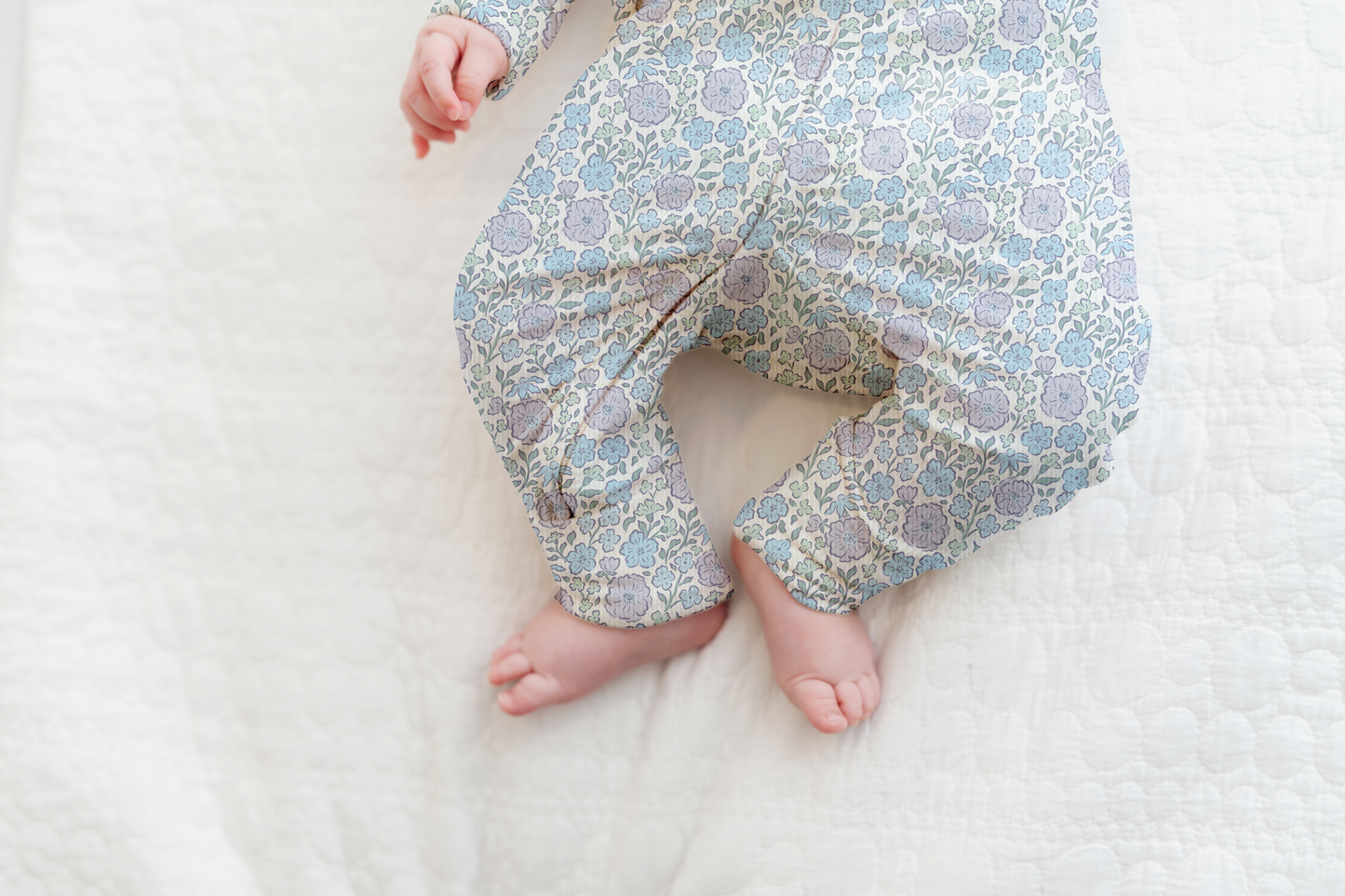Bleu Fleur Ribbed Zip Pajamas