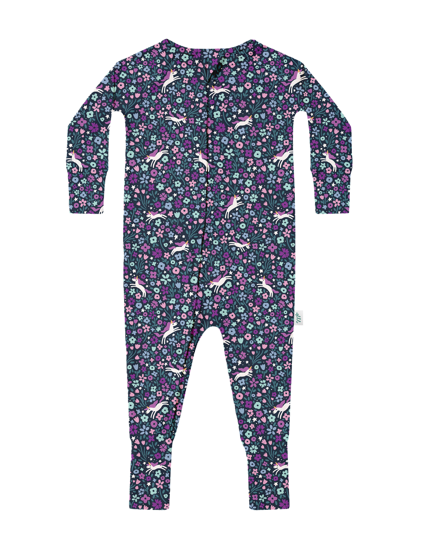 Midnight Unicorn Ribbed Zip Pajamas