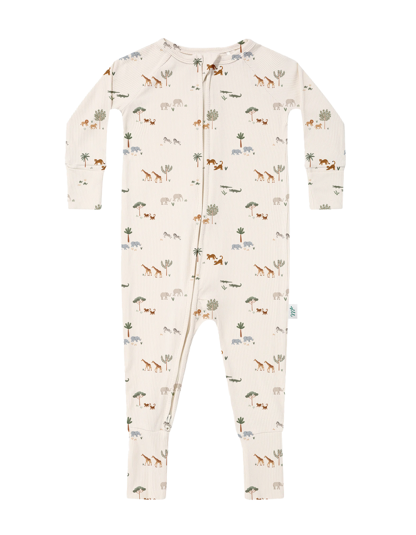 Little Safari Ribbed Zip Pajamas