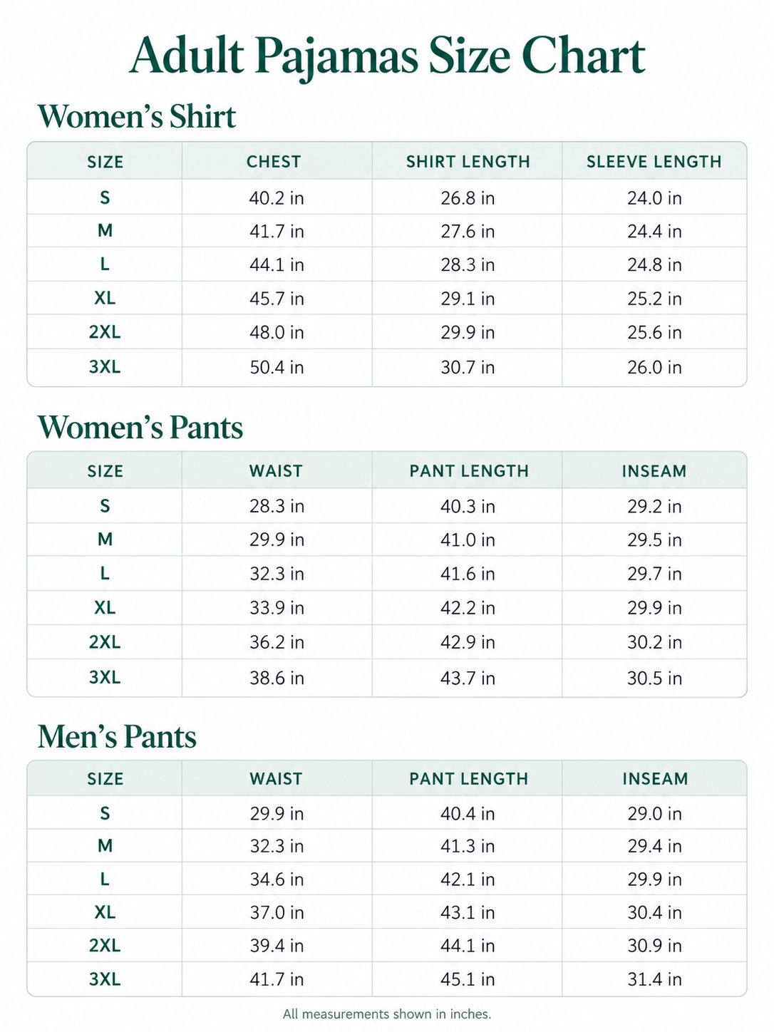 Little Laura Lane size guide