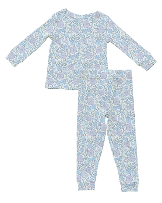 Bleu Fleur Ribbed Two-Piece Set
