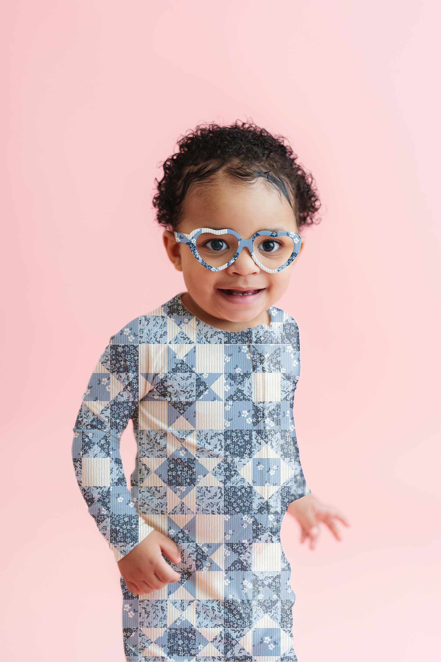 Bluebell Patchwork Ribbed Zip Pajamas