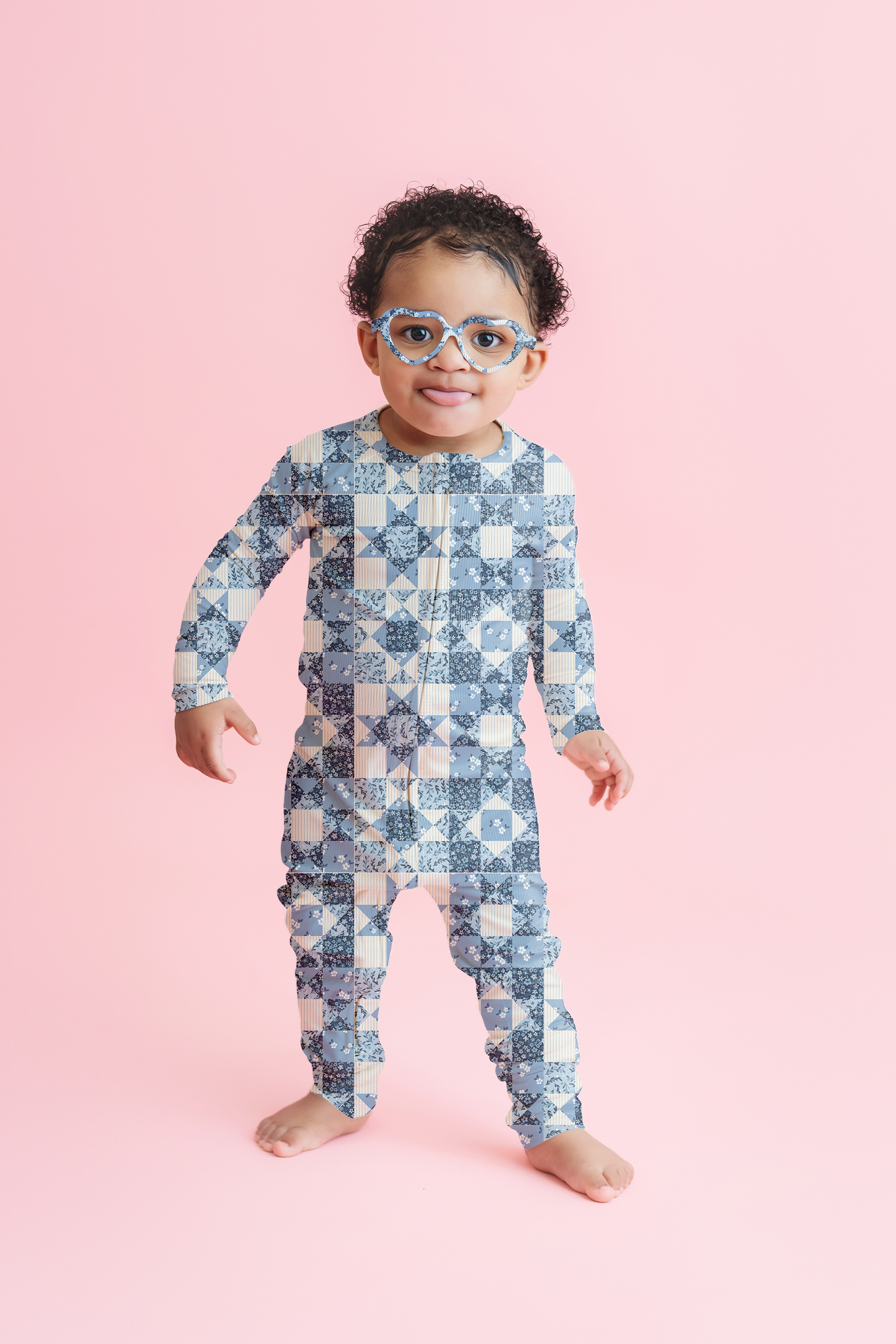 Bluebell Patchwork Ribbed Zip Pajamas