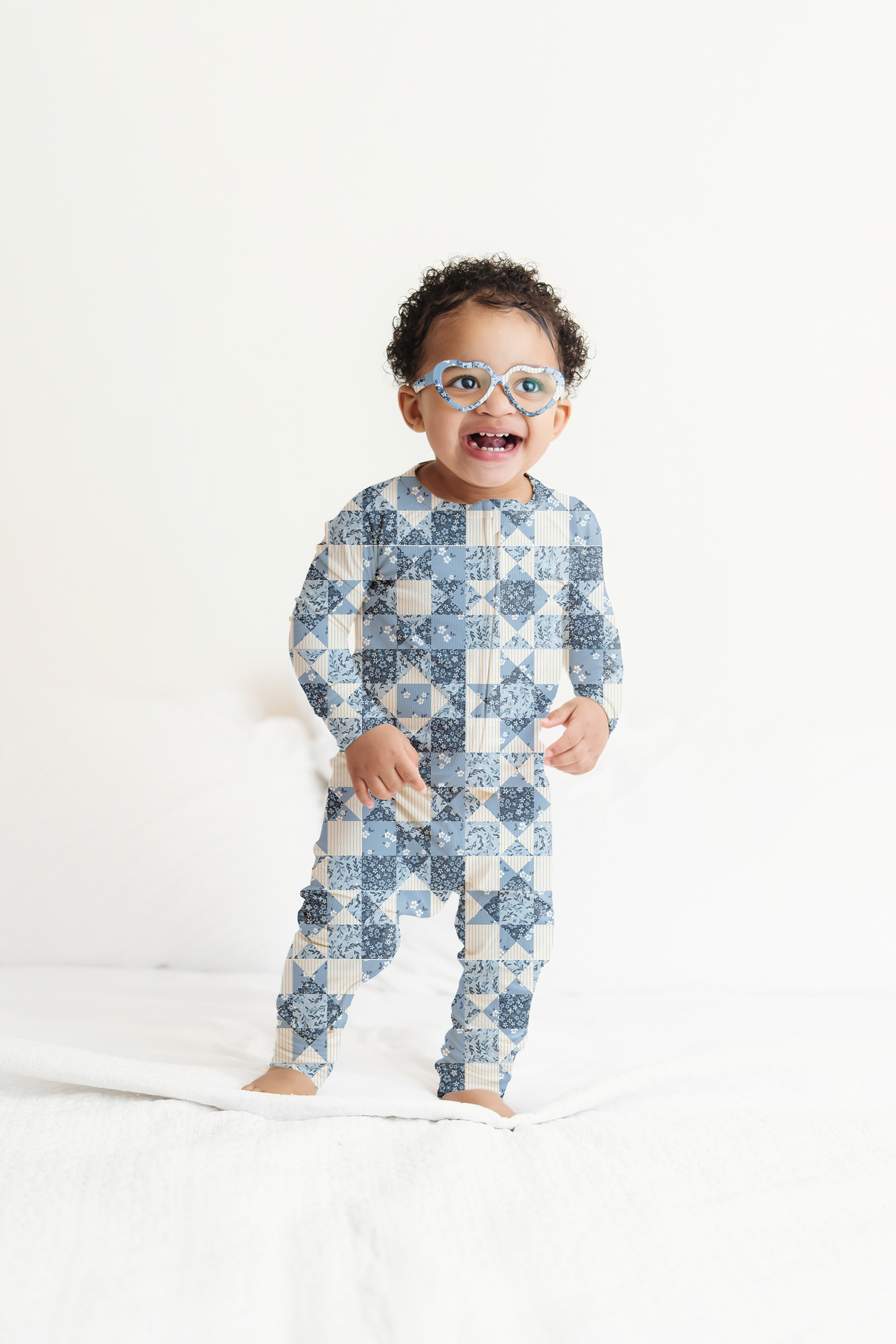 Bluebell Patchwork Ribbed Zip Pajamas