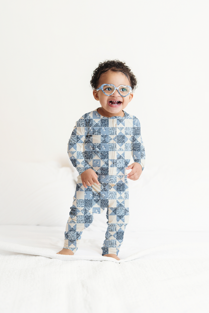 Bluebell Patchwork Ribbed Zip Pajamas