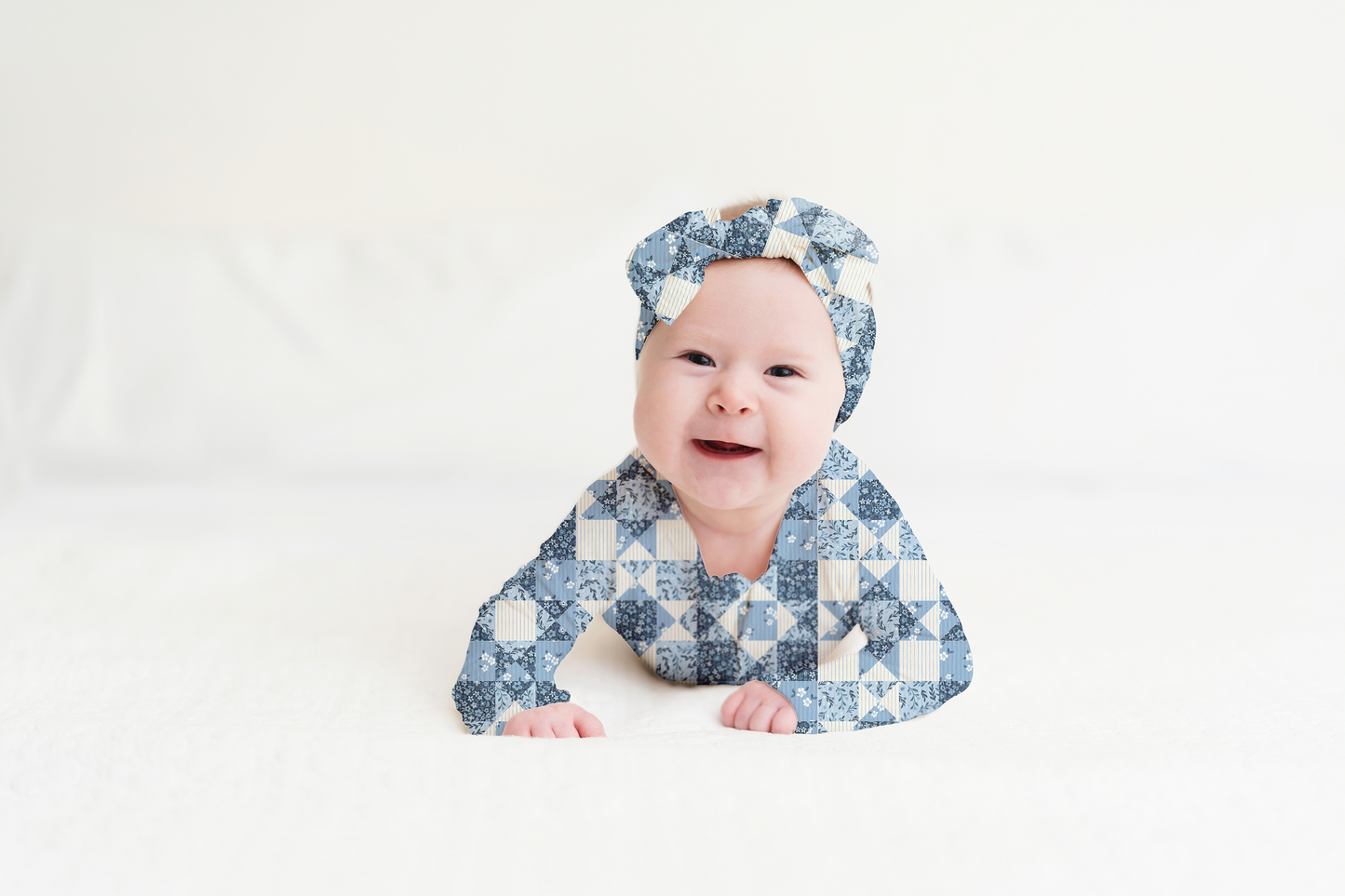 Bluebell Patchwork Ribbed Zip Pajamas