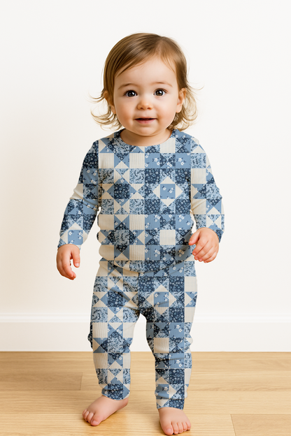 Bluebell Patchwork Ribbed Two-Piece Set