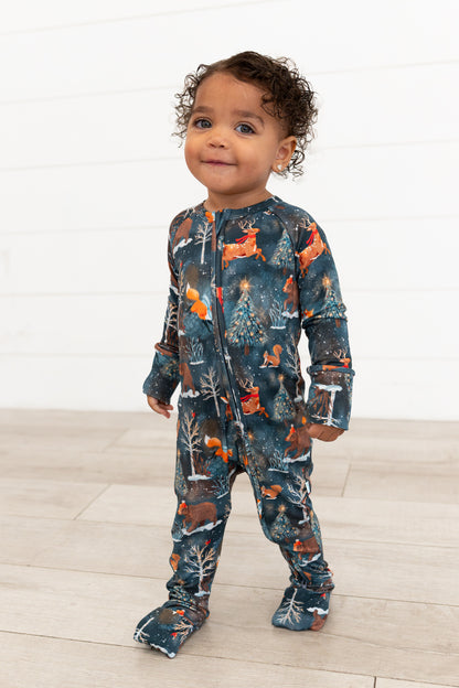 Woodland Wonder Bamboo Baby Zip Pajamas | Christmas Pajamas