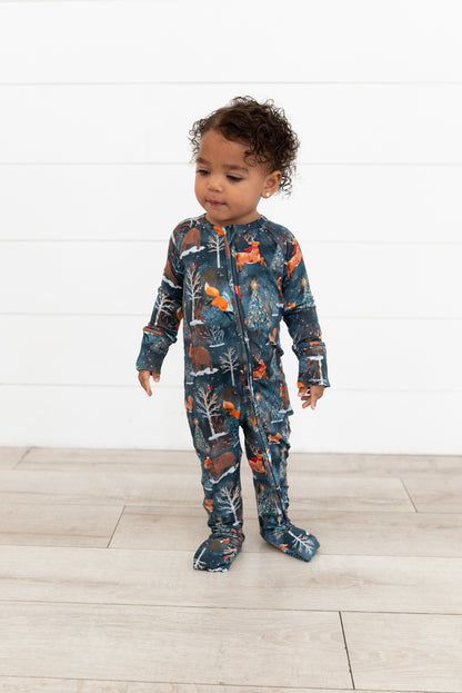Woodland Wonder Bamboo Baby Zip Pajamas | Christmas Pajamas