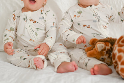 Little Safari Ribbed Zip Pajamas
