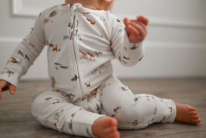 Little Safari Ribbed Zip Pajamas