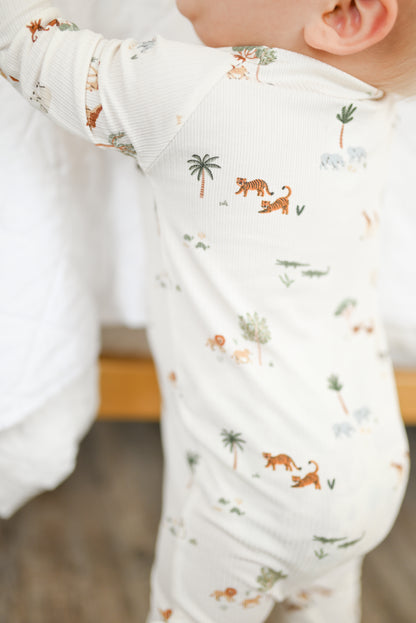 Little Safari Ribbed Zip Pajamas