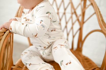 Little Safari Ribbed Zip Pajamas