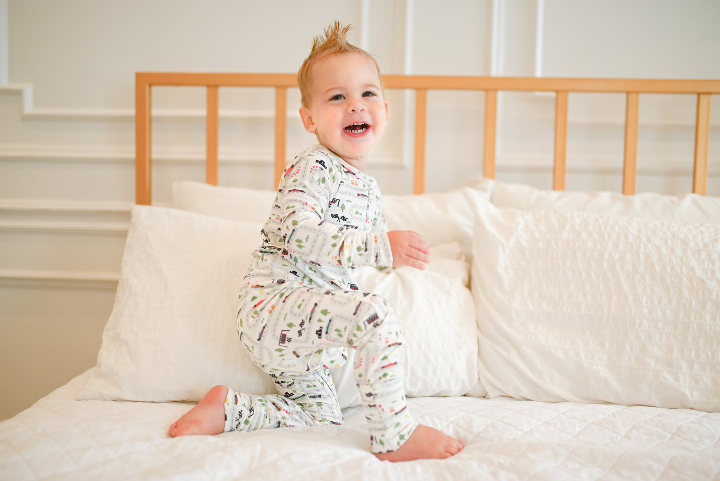 Mini Grand Prix Ribbed Zip Pajamas