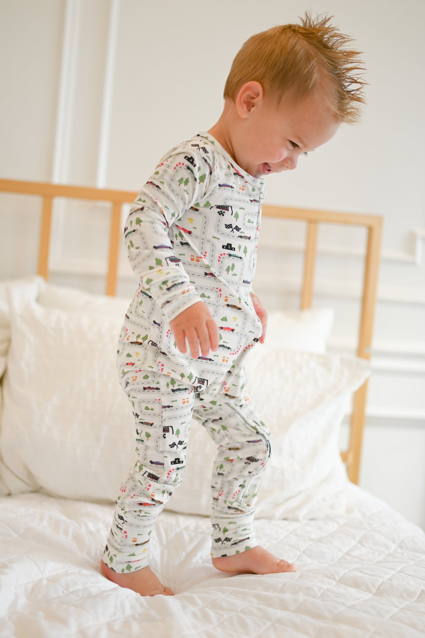 Mini Grand Prix Ribbed Zip Pajamas