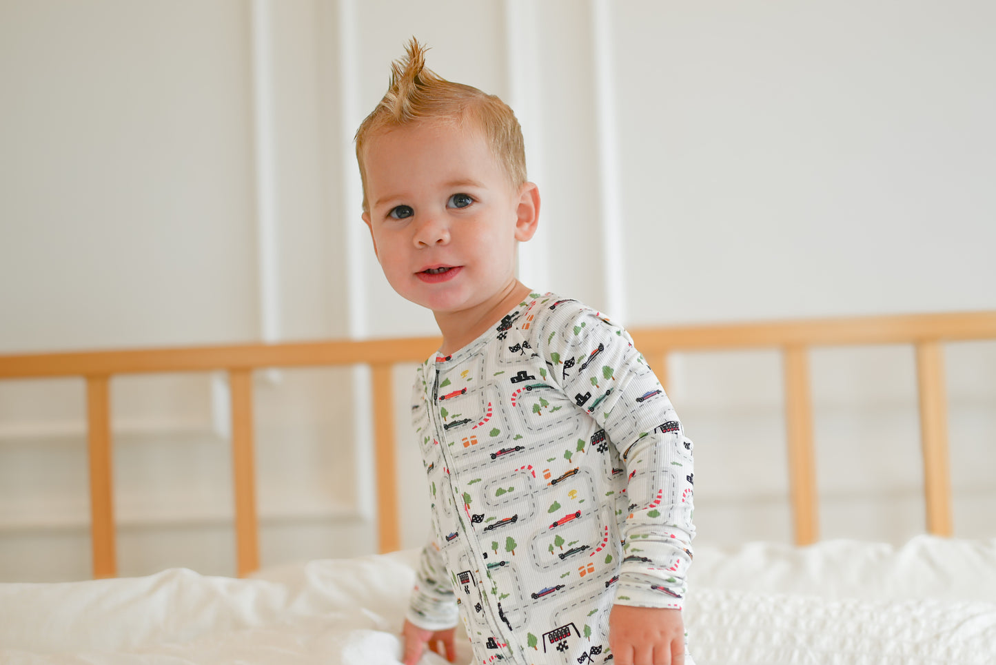 Mini Grand Prix Ribbed Zip Pajamas