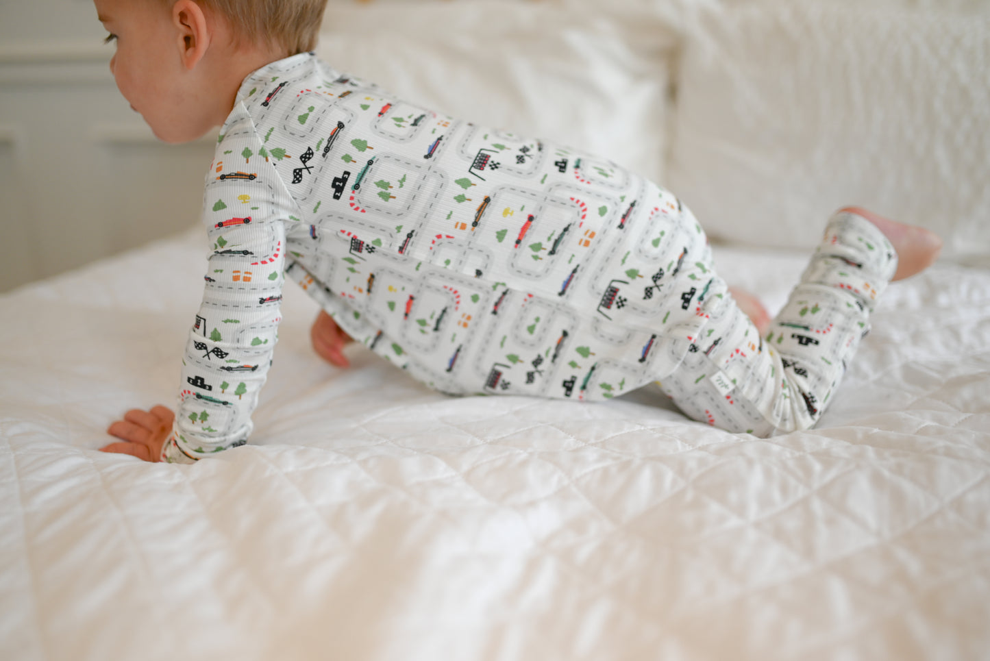 Mini Grand Prix Ribbed Zip Pajamas