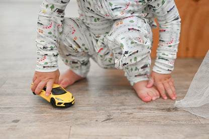 Mini Grand Prix Ribbed Zip Pajamas