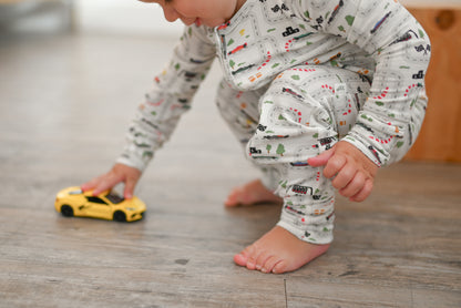 Mini Grand Prix Ribbed Zip Pajamas