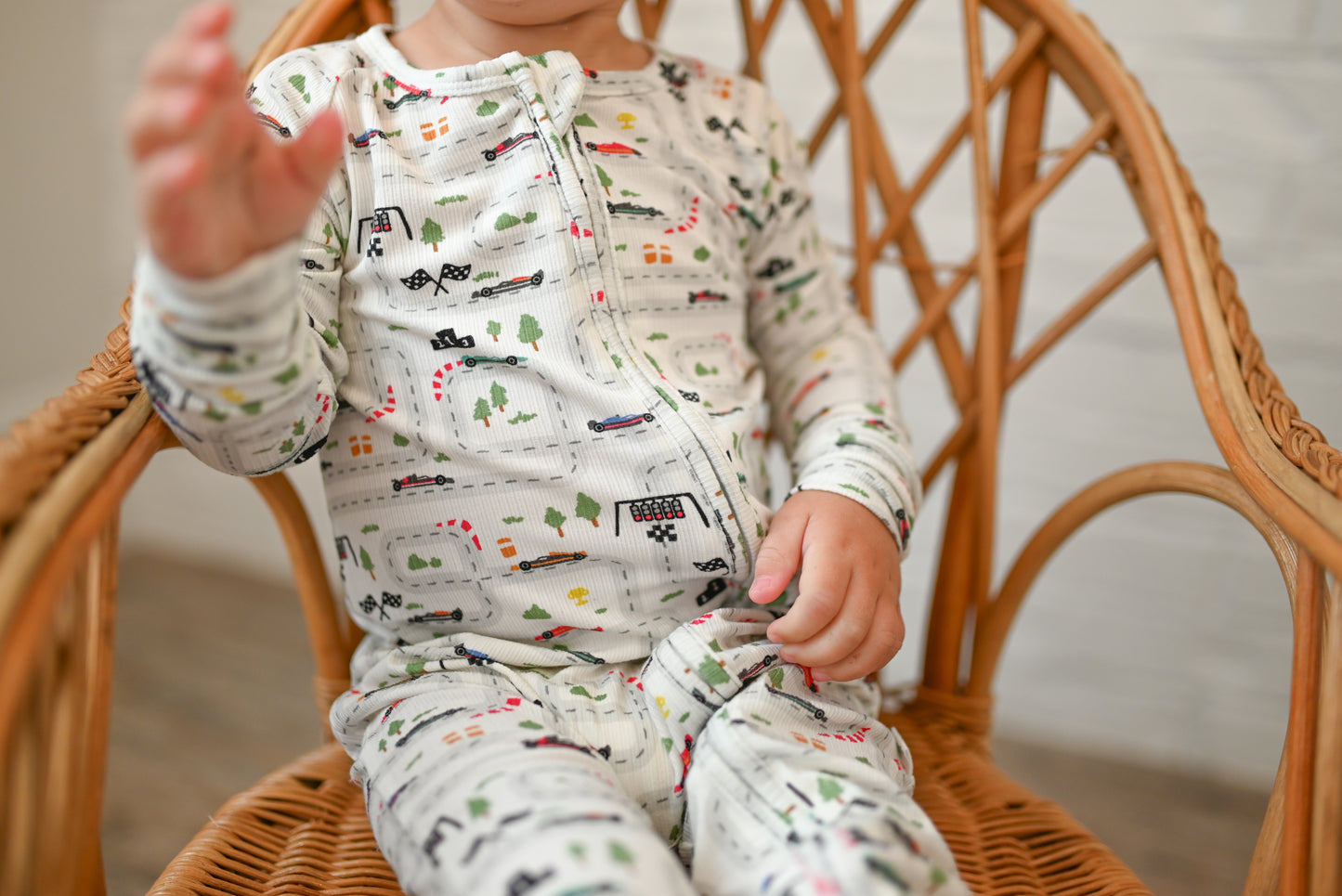 Mini Grand Prix Ribbed Zip Pajamas