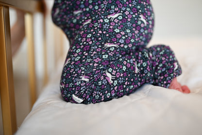 Midnight Unicorn Ribbed Zip Pajamas