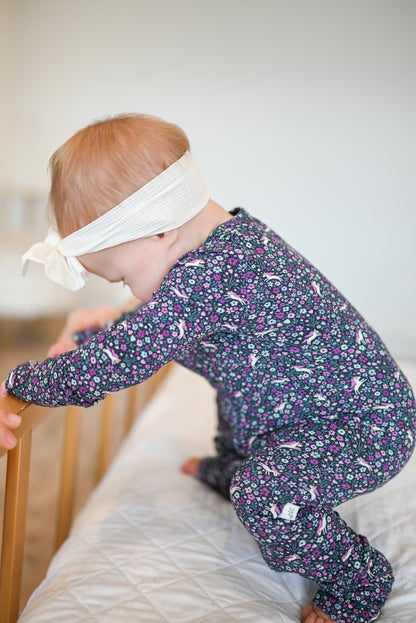 Midnight Unicorn Ribbed Zip Pajamas