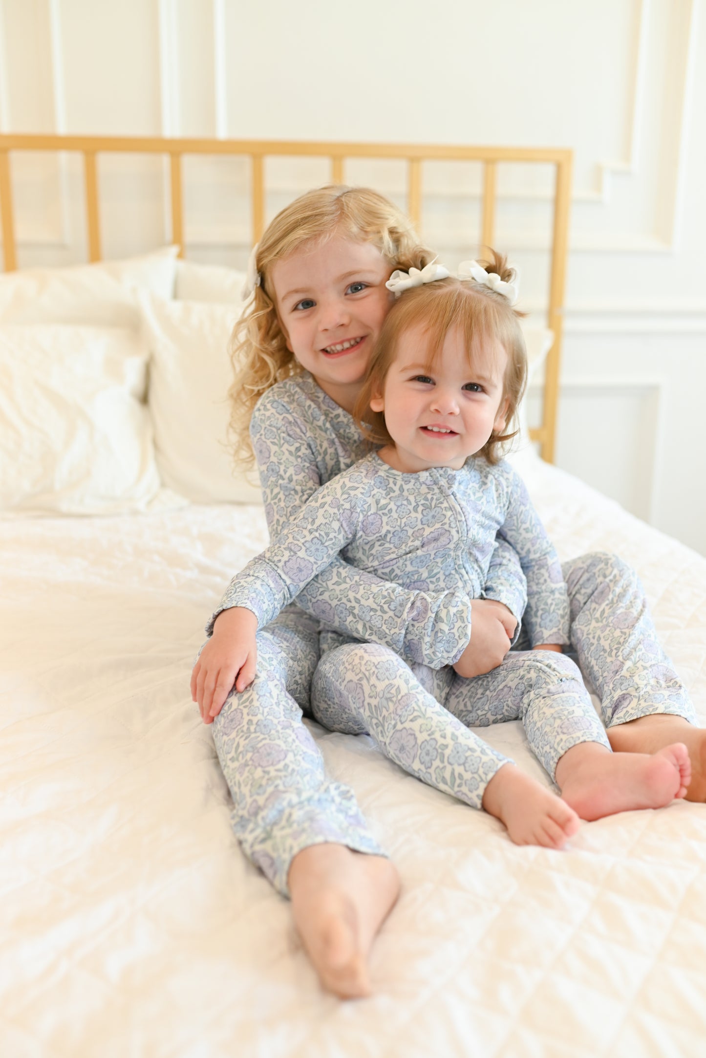 Bleu Fleur Ribbed Zip Pajamas