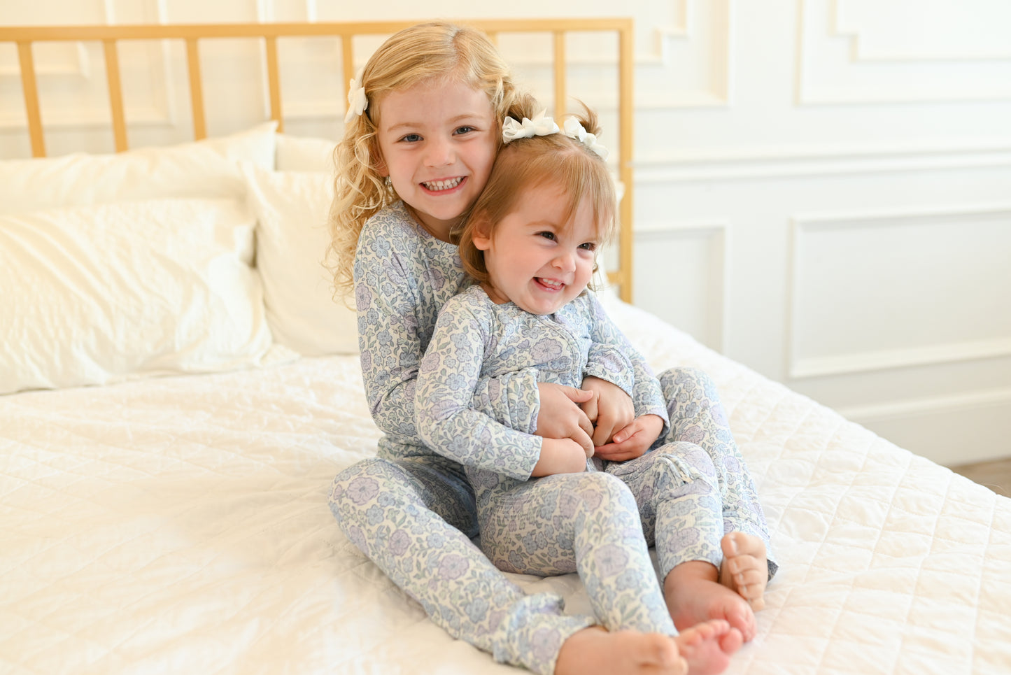 Bleu Fleur Ribbed Two-Piece Set