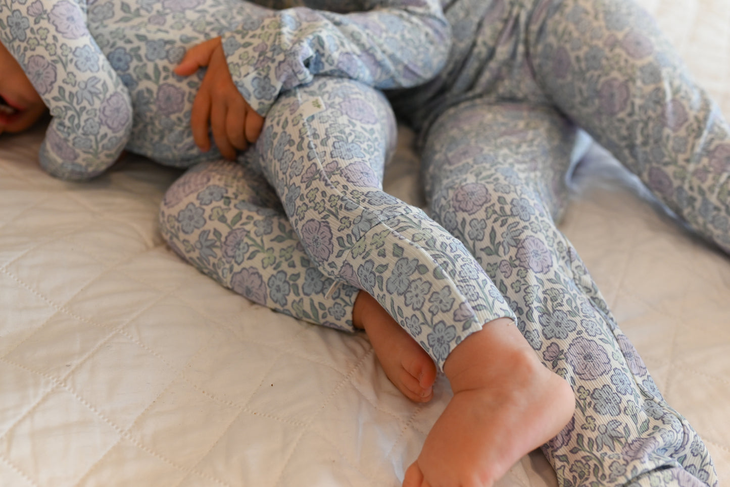 Bleu Fleur Ribbed Two-Piece Set