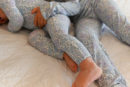 Bleu Fleur Ribbed Two-Piece Set