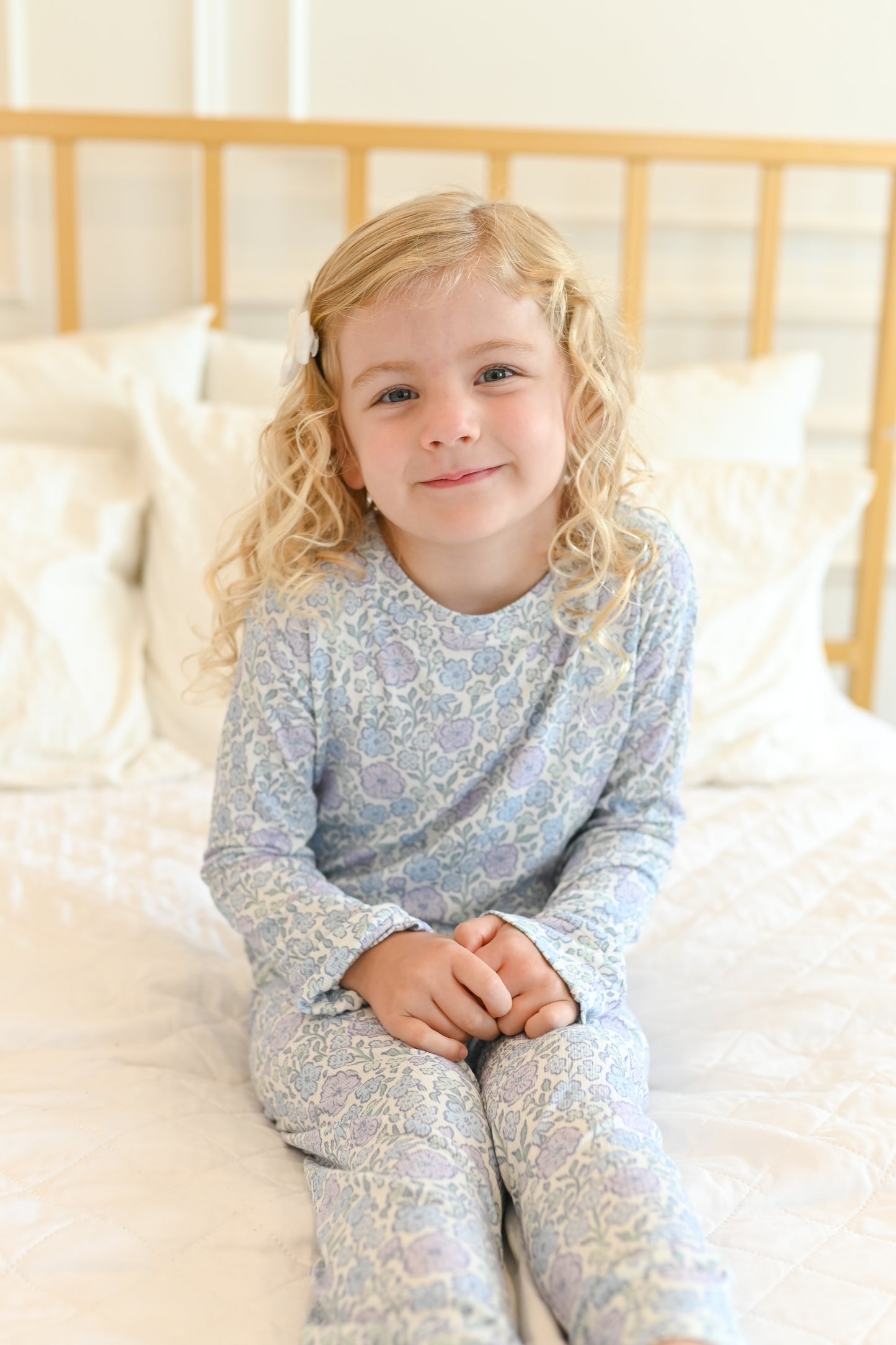 Bleu Fleur Ribbed Two-Piece Set