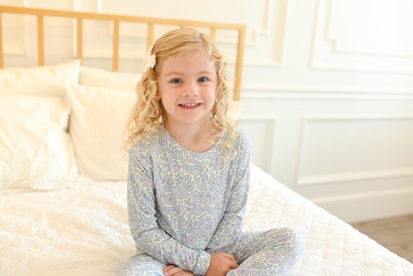 Bleu Fleur Ribbed Two-Piece Set