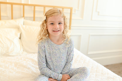Bleu Fleur Ribbed Two-Piece Set