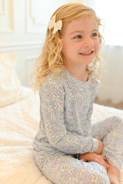 Bleu Fleur Ribbed Two-Piece Set